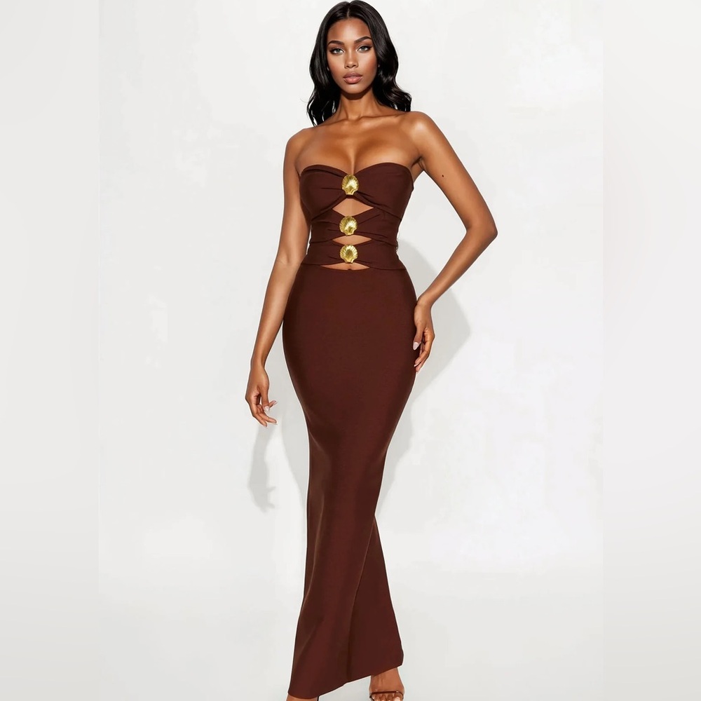 Chocolate brown bandage dress size XS